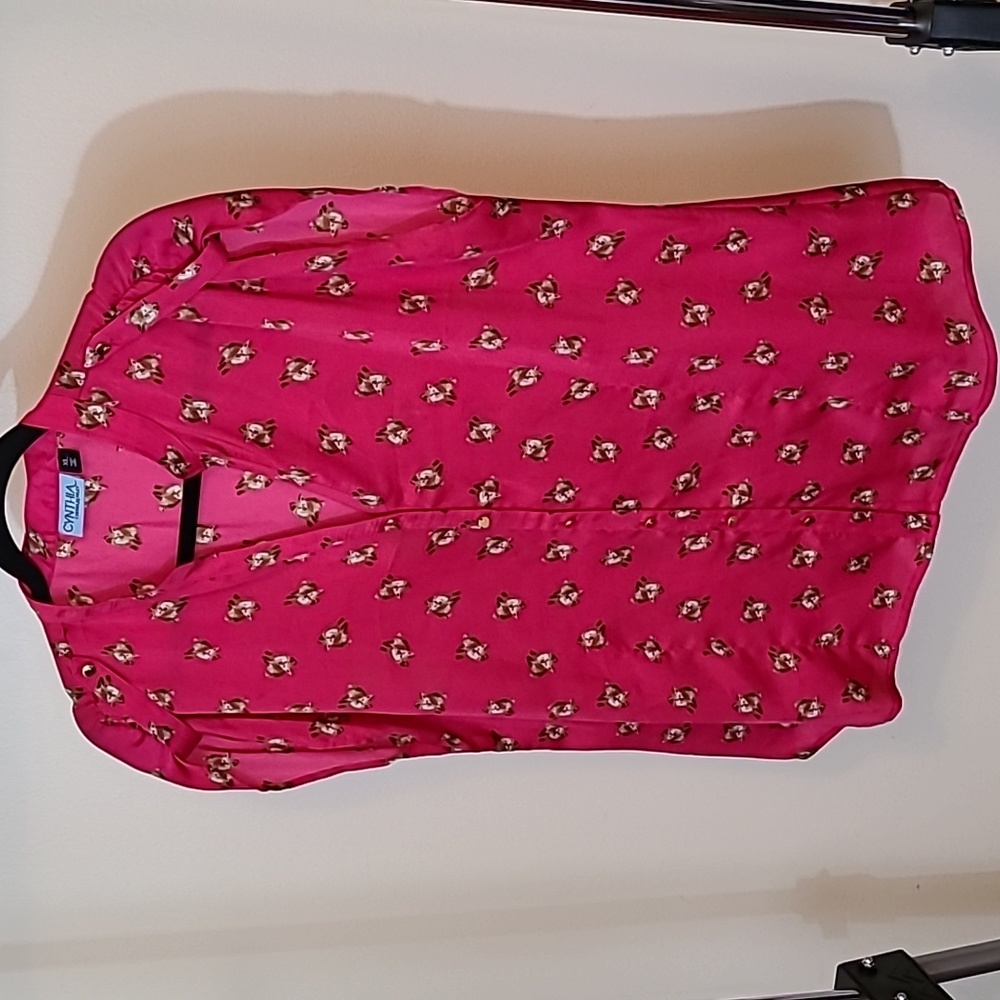 Cynthia Cynthia Rowley Pink Fox Print Top Size XL